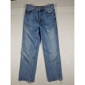 ASOS High Rise Farleigh Slim Mom Jeans Womens Size 25/30 Frayed Hem